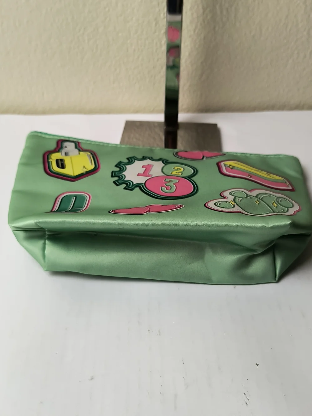 Clinique Mint Green Cosmetic Pouch with Yellow Patch